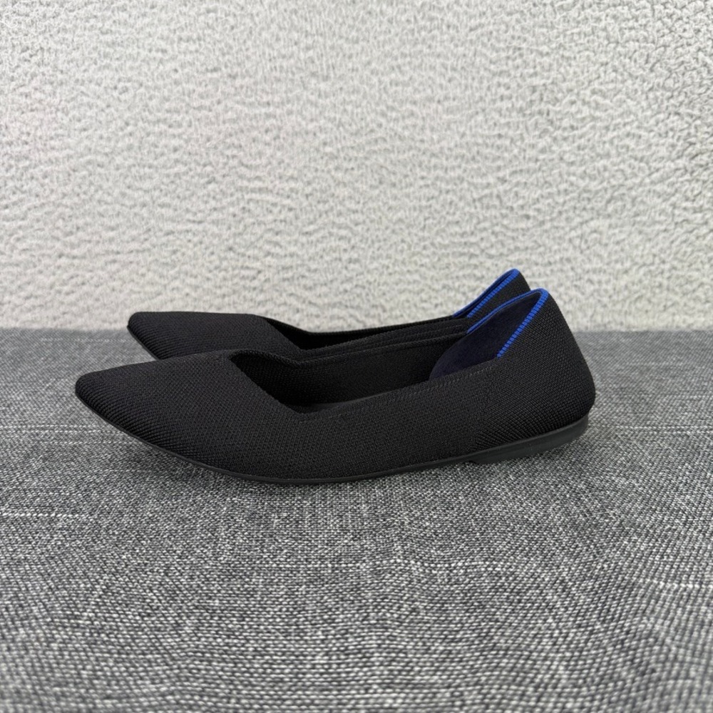 Rothys The Point Ballet Flats Womens 7 Black Solid Knit In Love Insole Flat